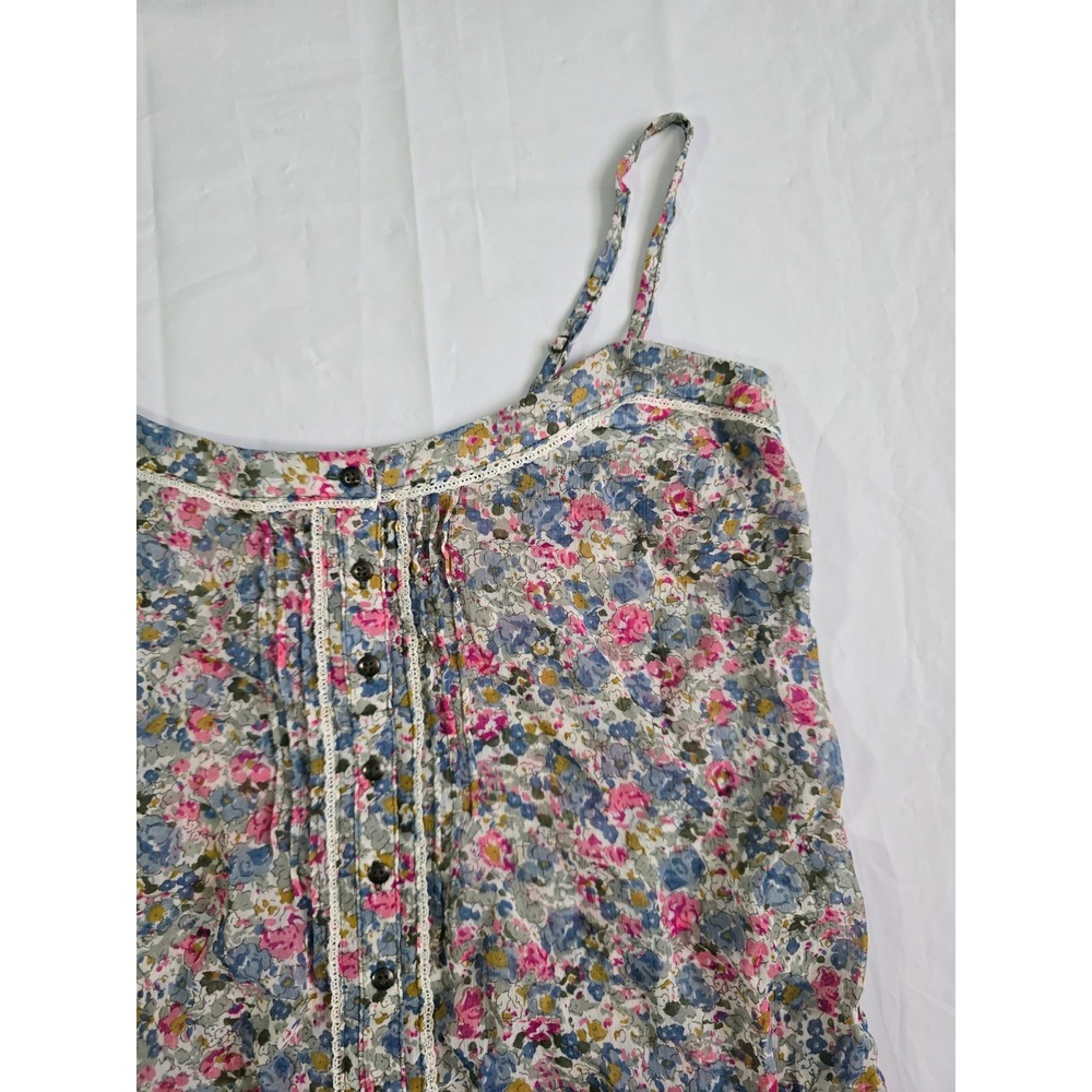 Garage Floral Cami Top Blue Pink Wildflower Lace Trim Button Front Small - Picture 6 of 14